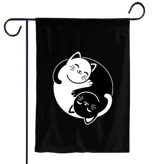Yin and Yang Cats Garden Flags