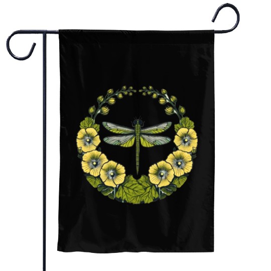Green Dragonfly Garden Flags