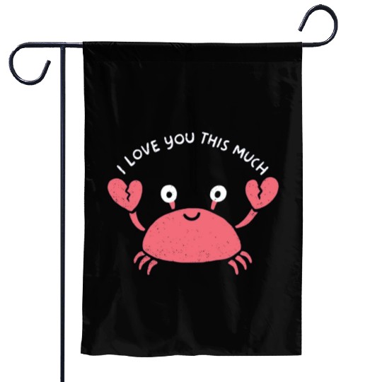 I love you this much, kawaii lobster Garden Flags