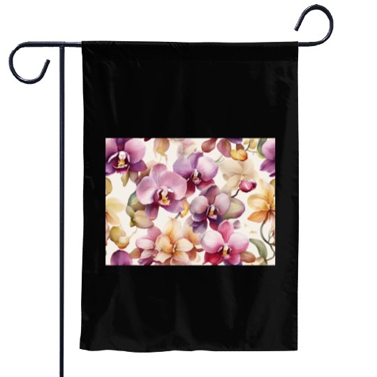 Sweet Watercolor Orchid Art Garden Flags