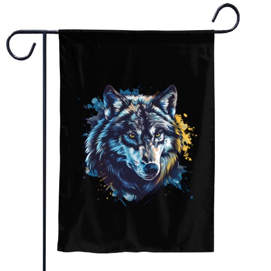 Alpha Wolf Paint Splash Garden Flags