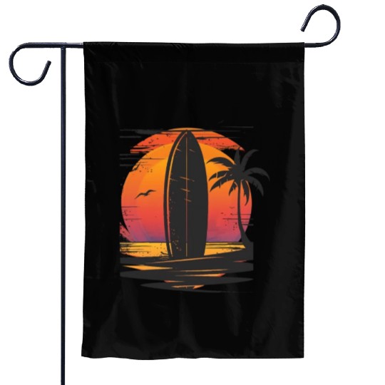 Sunset Surfing Retreat Tropical Vibes Garden Flags