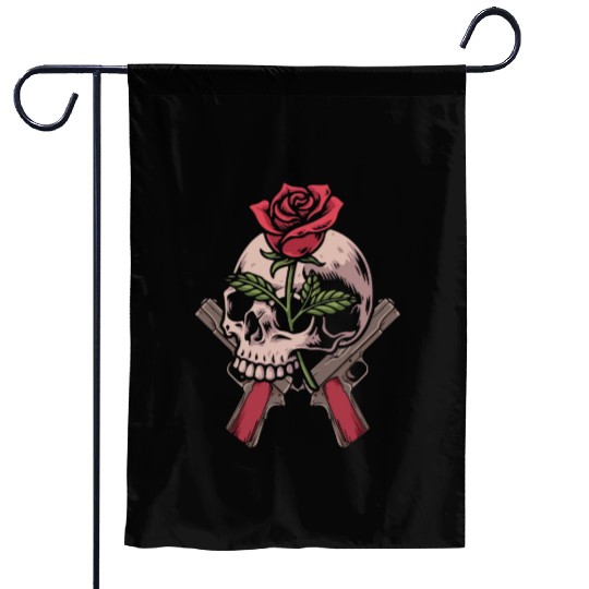 Skeleton Roses Guitar Skull Roses Guns Garden Flags