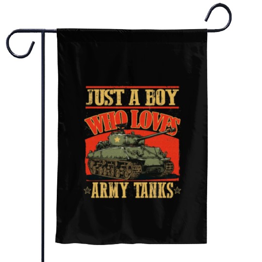 Just a Boy Who Loves Army Tanks a World War 2 Garden Flags