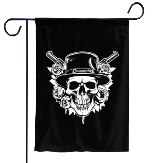 Skeleton Roses Guitar Guns Skull Roses Garden Flags