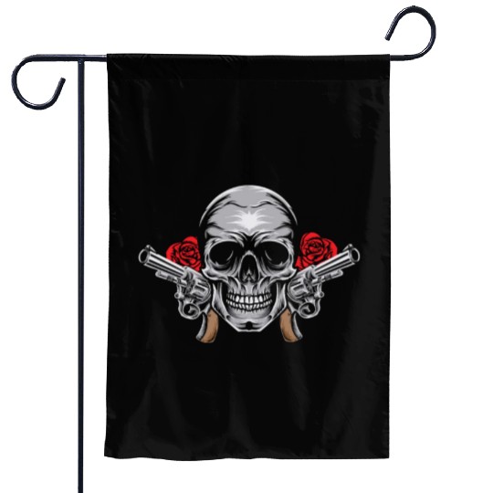 Skeleton Roses Guitar Skull Roses Guns Garden Flags
