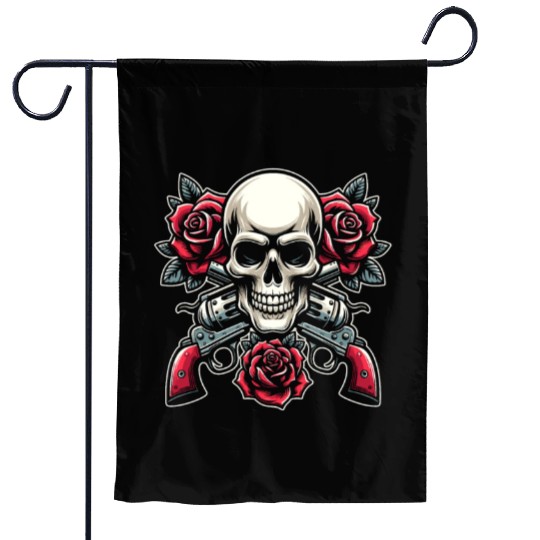 Skeleton Roses Guitar Roses Skull Guns Garden Flags