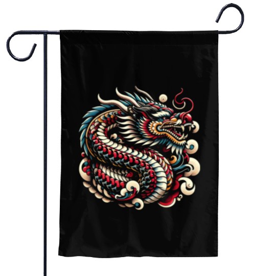 Majestic Oriental Dragon Garden Flags