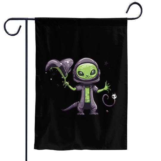 Alien Cat Garden Flags