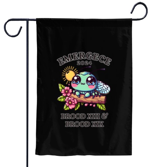 CICADA EMERGENCE 2024 KAWAII, CICADAGEDDON BROOD Garden Flags