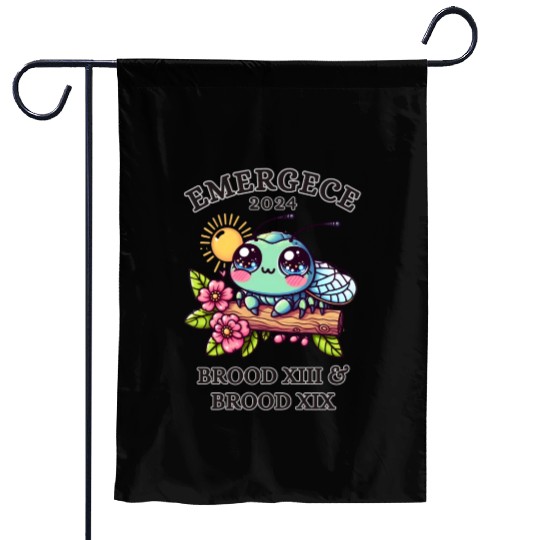 CICADA EMERGENCE 2024 KAWAII, CICADAGEDDON BROOD Garden Flags