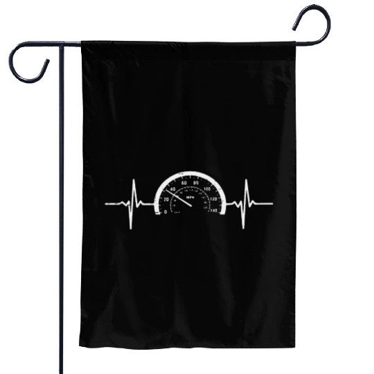 Heartbeat Speedometer Car Guy Auto Garage Racing Garden Flags