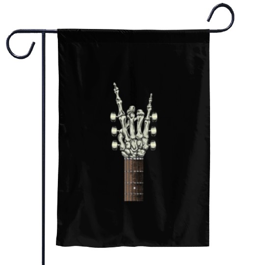 Rock On Skeleton Hand Guitar Rock Roll Rock Band Garden Flags