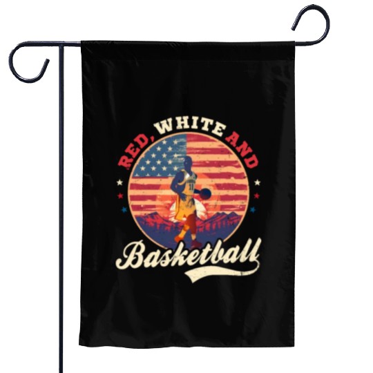 4th Of July Basketball Red White Basketball Garden Flags