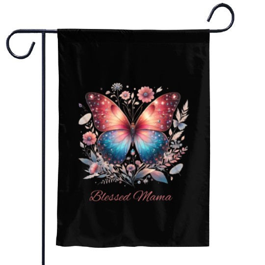 Floral Butterfly Blessed Mama Garden Flags