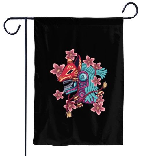 Blue Samurai Deer Spirit Garden Flags
