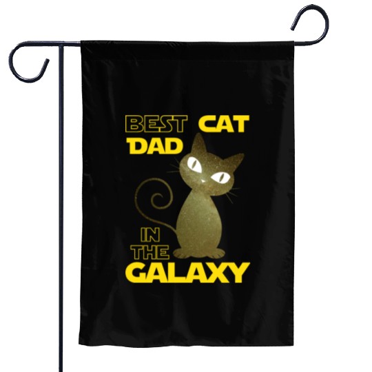 Galaxy Cat Best Cat Dad Garden Flags