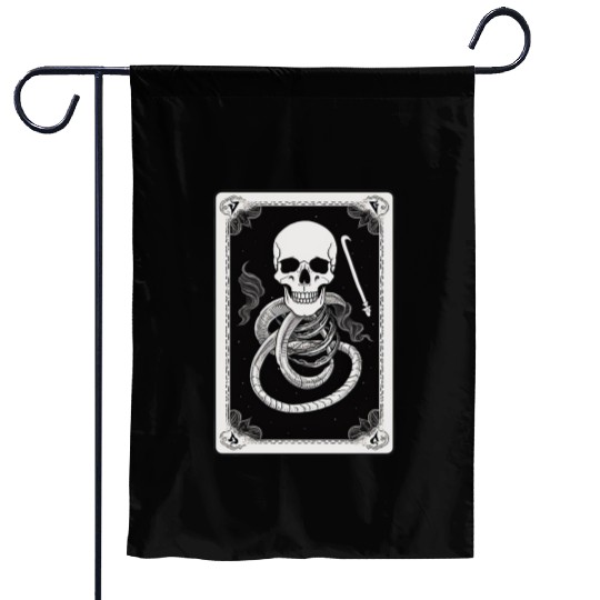 Skull Tarot Card Reader Astrology Occult Garden Flags