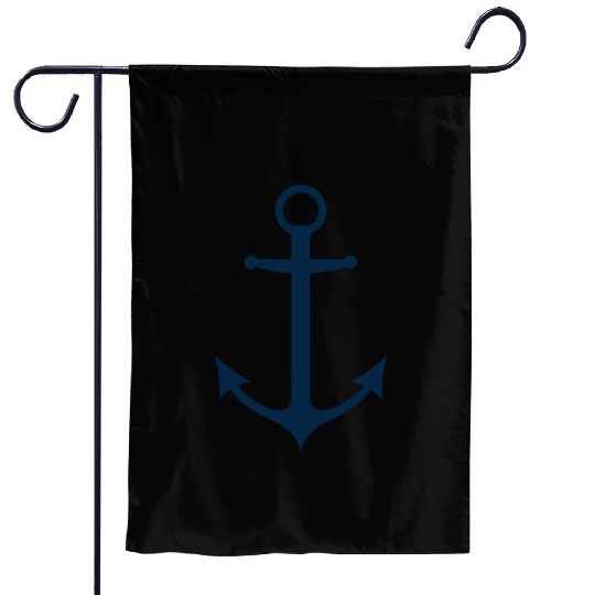 Navy Blue Sailing Boat Anchor Garden Flags
