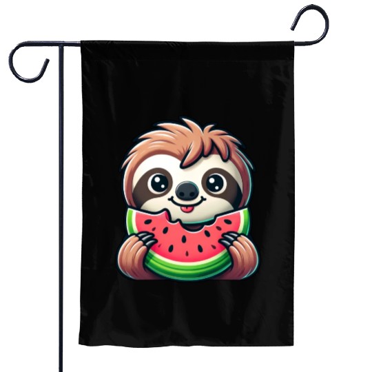 Sloth Summer Fruit Melon Garden Flags