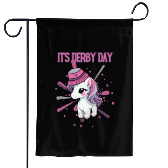 It's Derby Day Cute Horse Unicorne Hat Garden Flags