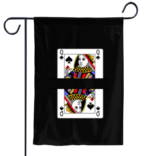 Playing card queen of spades with banner space Garden Flags