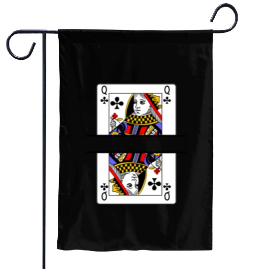 Playing card queen of clubs with banner space Garden Flags