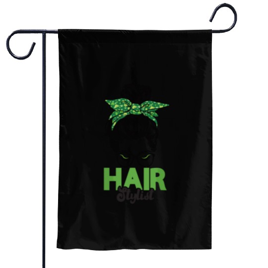 Hairstylist St Patrick's Day Shamrock Messy Bun Garden Flags