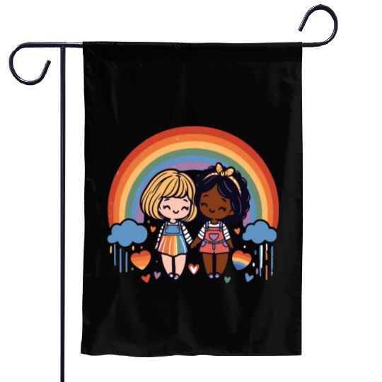 Cute Lesbian Sapphic Whitey Melanin Rainbow Pride Garden Flags
