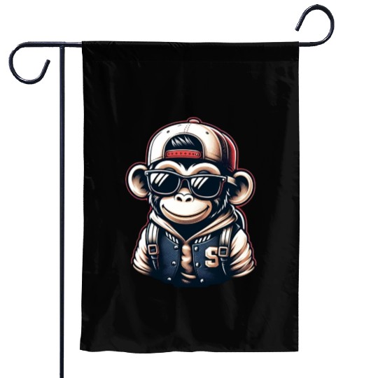 Garden Flags Funny of a monkey dressed as rap