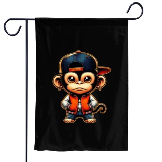 Garden Flags Funny of a monkey dressed as rap