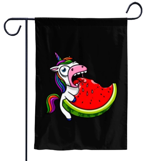 Unicorn Melon Sweet Comic Crazy Funny Quirky Garden Flags