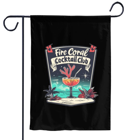 Fire Coral Cocktail Club Garden Flags