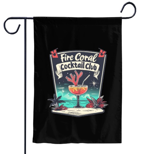 Fire Coral Cocktail Club Garden Flags