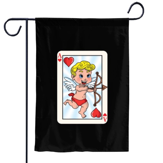 Playing card with cupid Garden Flags