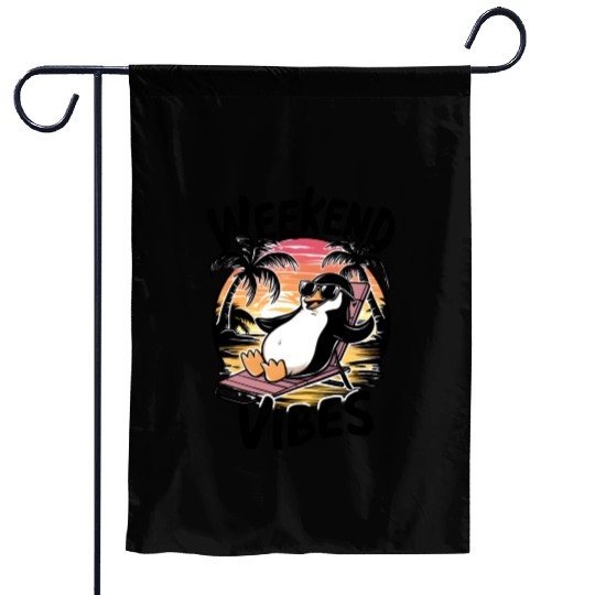 Weekend Vibes Penguin: Playful Garden Flags