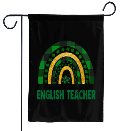One Lucky English Teacher Rainbow St Patricks Day Garden Flags