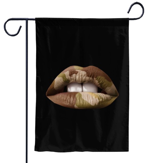 Camo Lips Garden Flags
