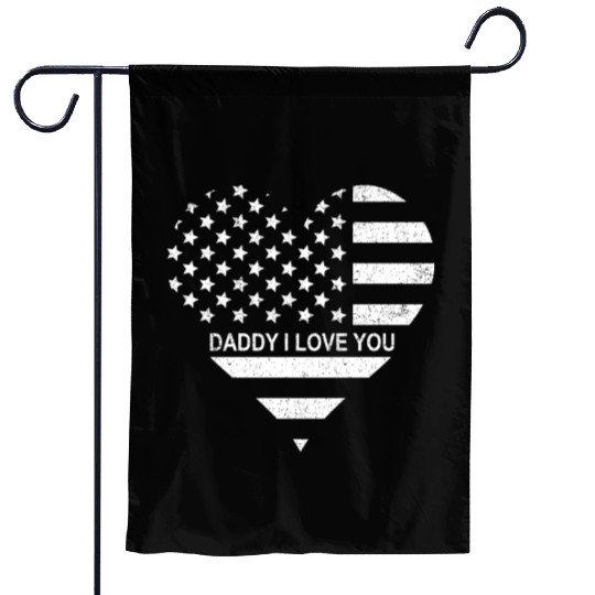 I Love Daddy American Flag Heart Gift Fathers Day Garden Flags
