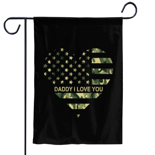 I Love Daddy American Flag Heart Gift Fathers Day Garden Flags