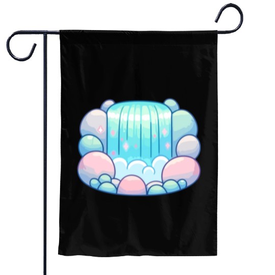 Serene Cascade: Pastel Waterfall Bliss Garden Flags