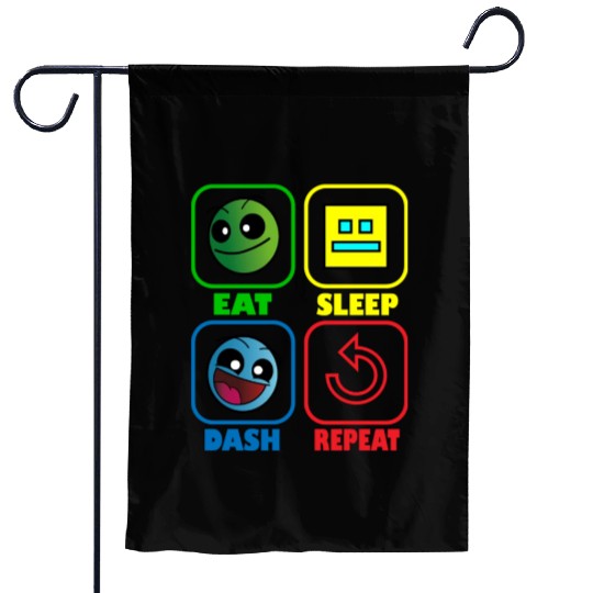 Eat Sleep Dash Repeat Video Game Geometry Video Garden Flags