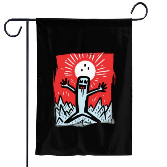 Japan Red Sun: Happy Stickman Artwork Garden Flags