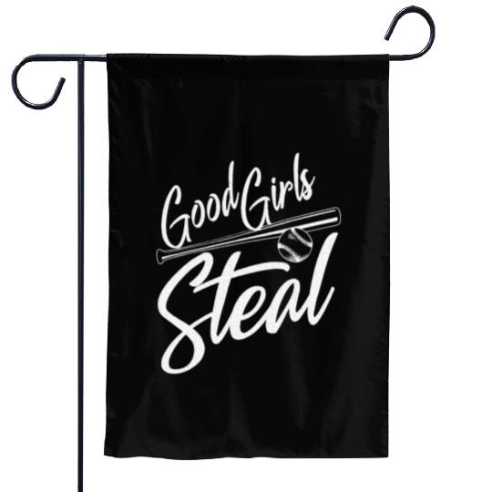 Softball Art Good Girls Steal Baseball Pitcher Garden Flags