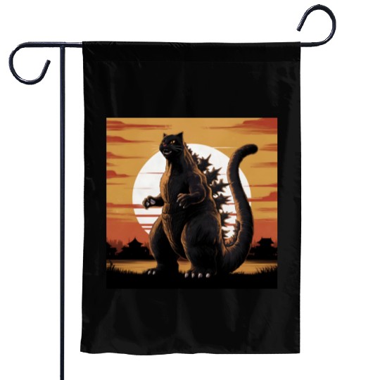 Catzilla Cat Japanese Art Funny Cat Gifts Garden Flags
