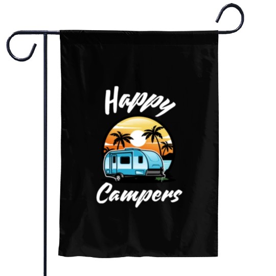 Funny Camping Hiking Lover Present Happy Camper Garden Flags