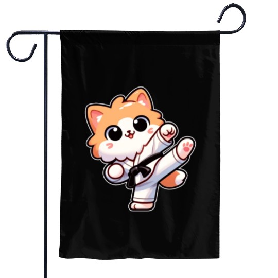 Karate Taekwondo Funny Cat Jiu Jitsu Women Girls Garden Flags