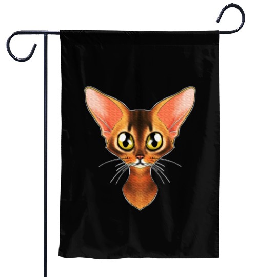 Cat Lover I Cat Face I Abyssinian Cat Garden Flags