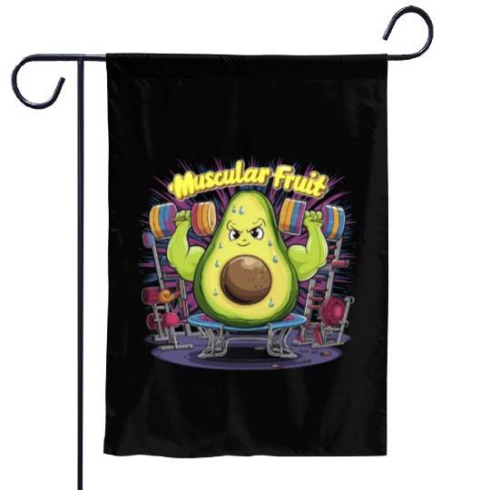 Muscular Avocado Lifting Weight Gym Humor Workout Garden Flags