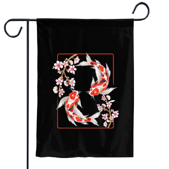 Japanese Koi Carp Fish Cherry Blossom Garden Flags
